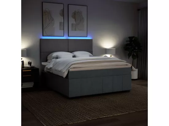 Sommier à lattes de lit avec matelas Gris foncé 180x200cm Tissu