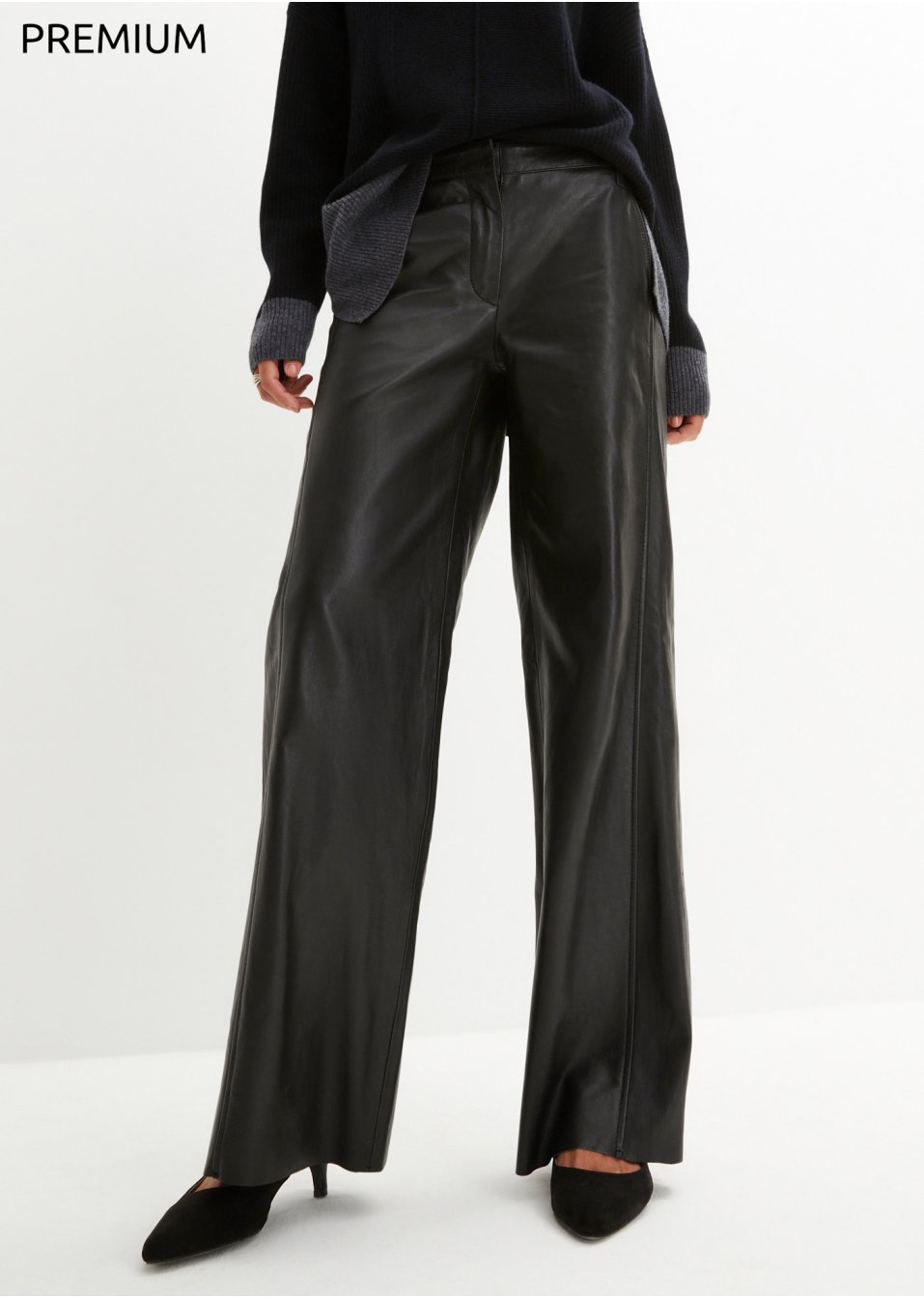 Pantalon large en cuir d'agneau nappa