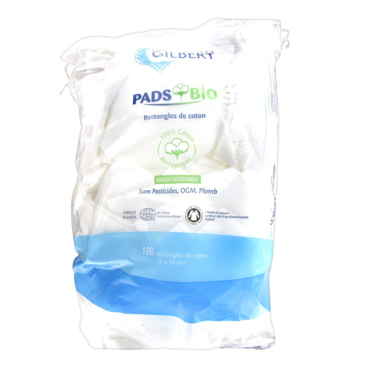 Gilbert pads bio - Rectangles de coton Bio - 180 pads