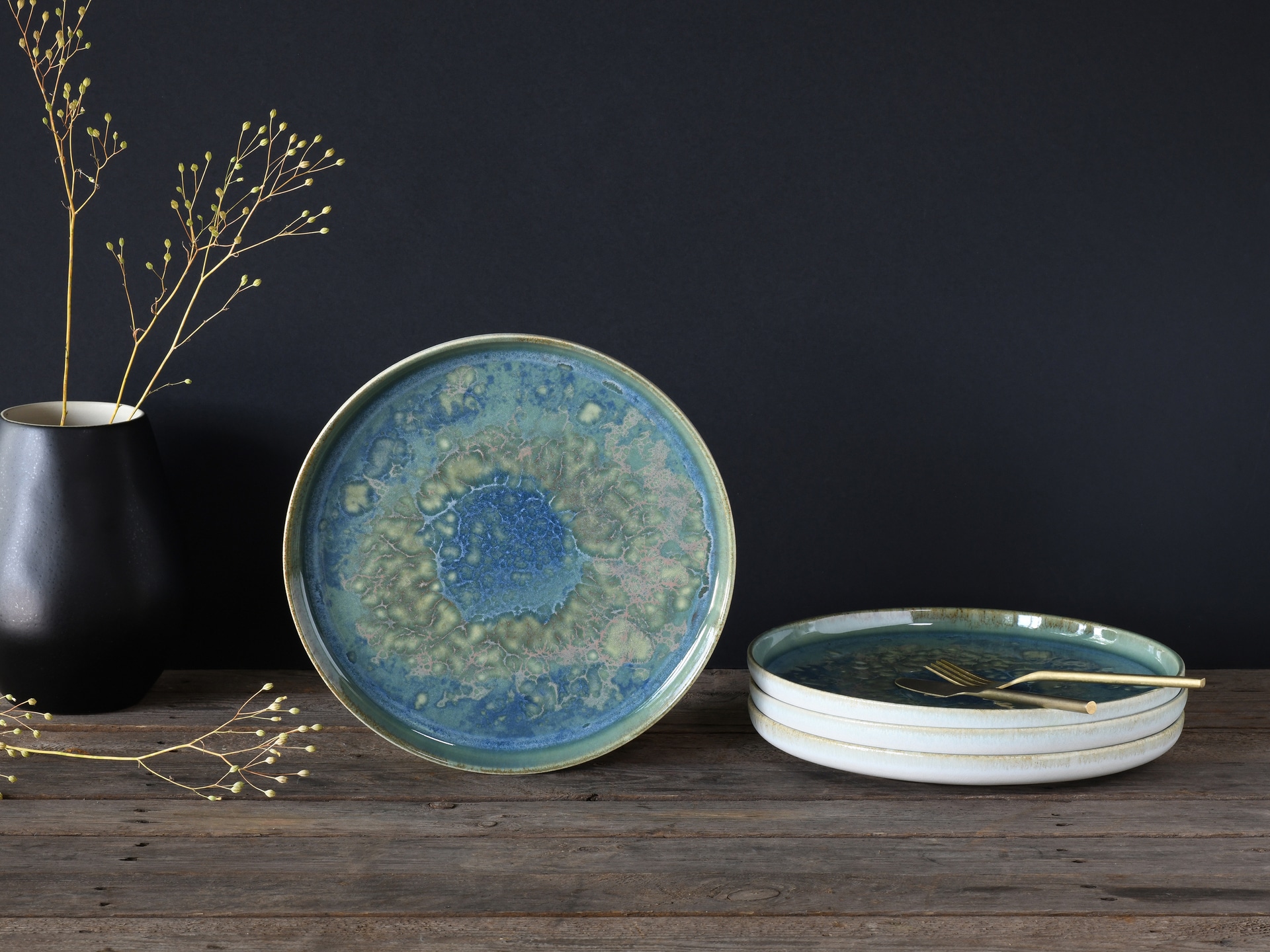 CreaTable Speiseteller YUKI 6er Set 28 cm Hochwertiges Steinzeug
