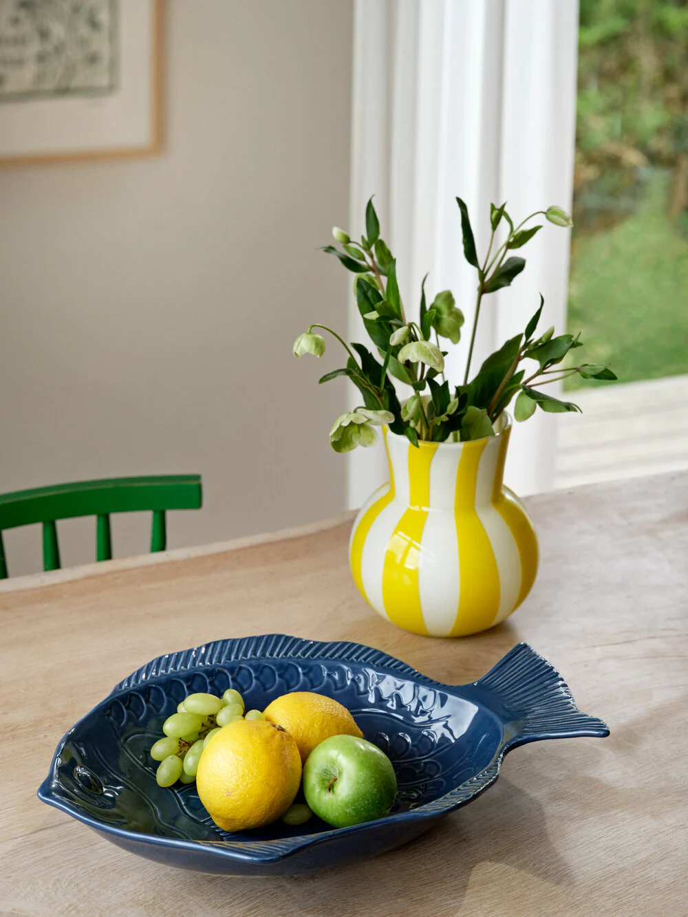 Bahne Interior  Candy Glass vase, gul/hvid - H20 cm.