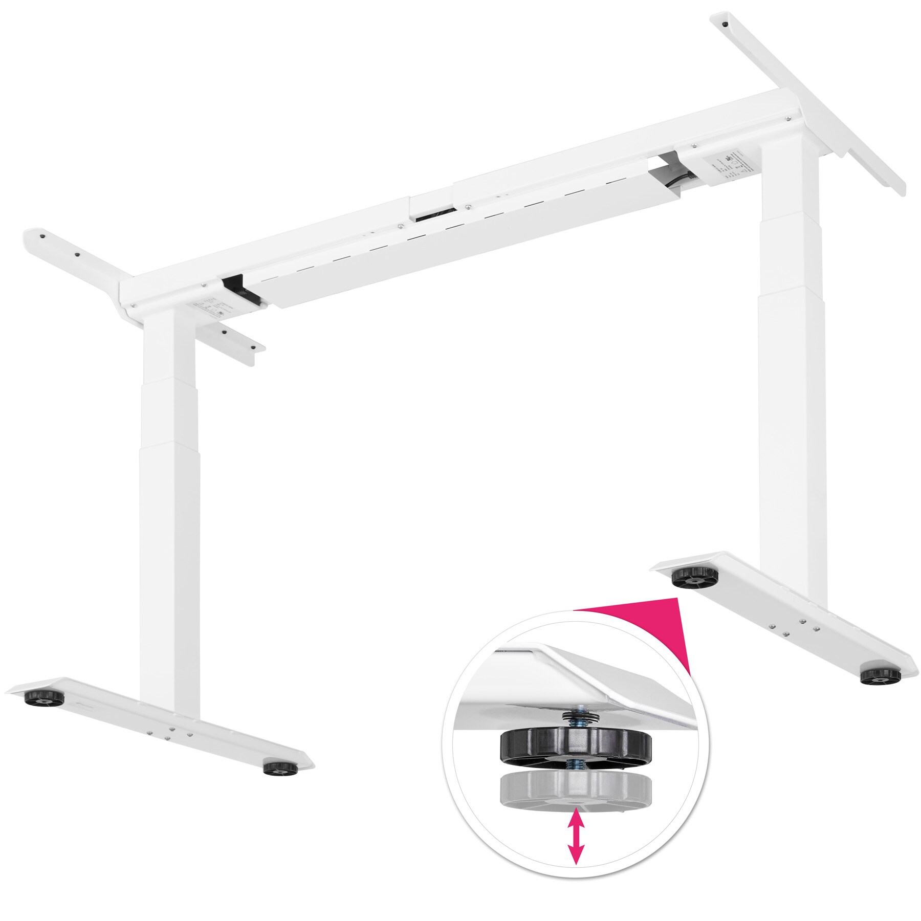 tectake® Tischgestell, elektrisch höhenverstellbar mit 2 Motoren, breitenverstellbar, 110 - 190 x 68 x 58 - 123 cm