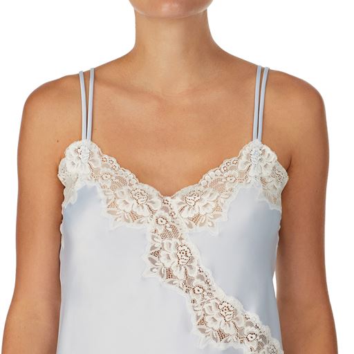 Lauren Ralph Lauren Signature Double Strap Lace Natkjole, Blue, L