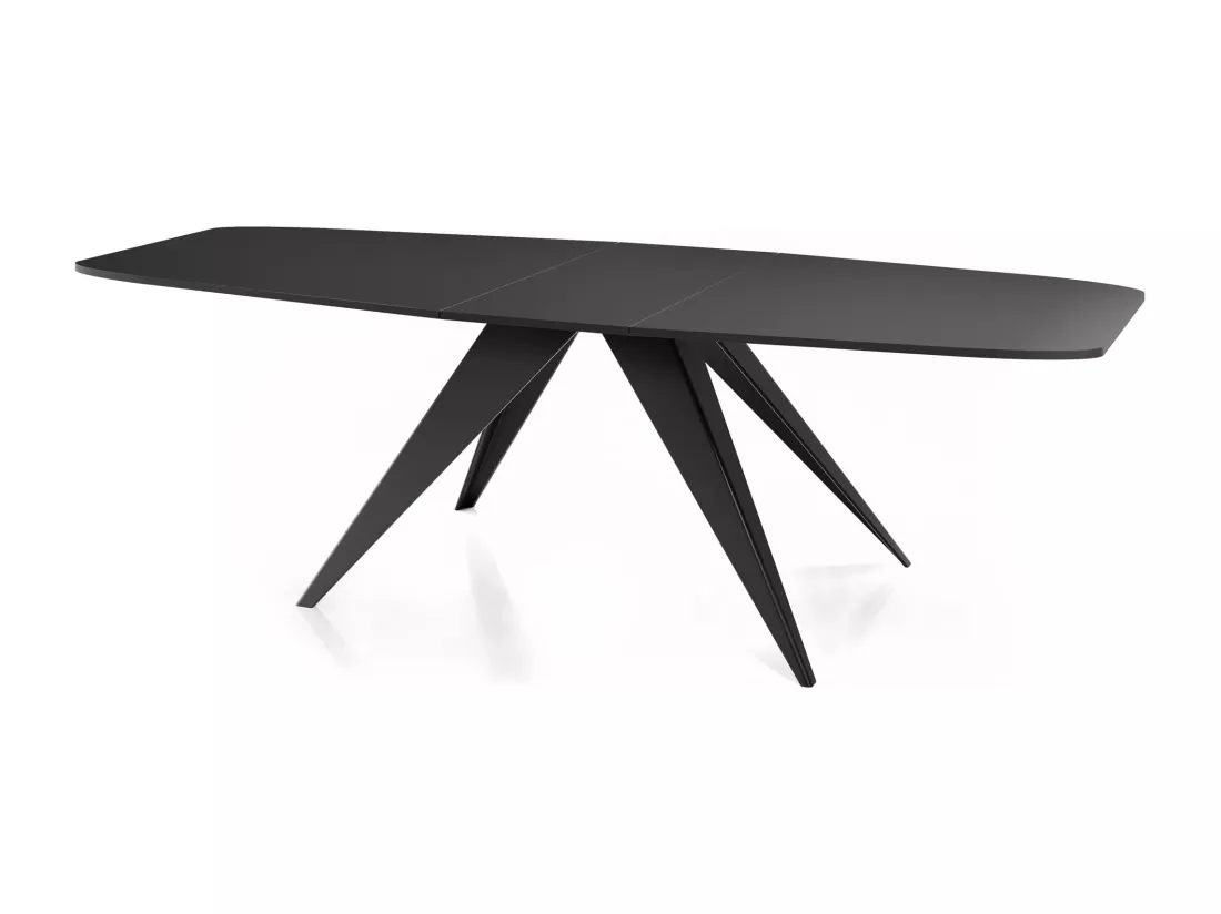 Table à Manger Extensible Style Loft - Table Industrielle Avec Pieds Métalliques Noirs - Design Moderne Pour Salon - 160 Cm Extensible à 200 Cm - Noir