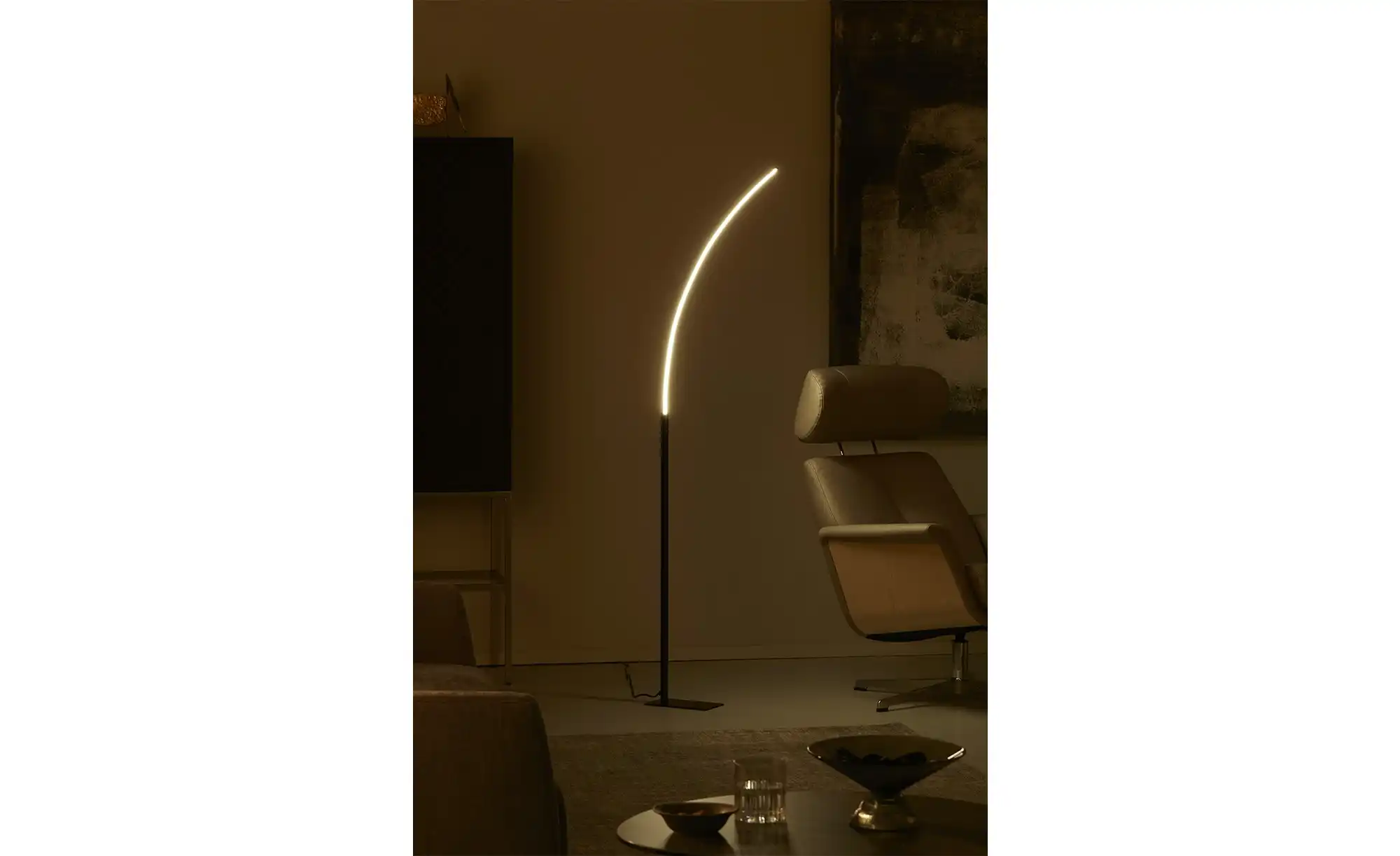 KHG LED-Stehleuchte, 1-flammig, schwarz, gebogen