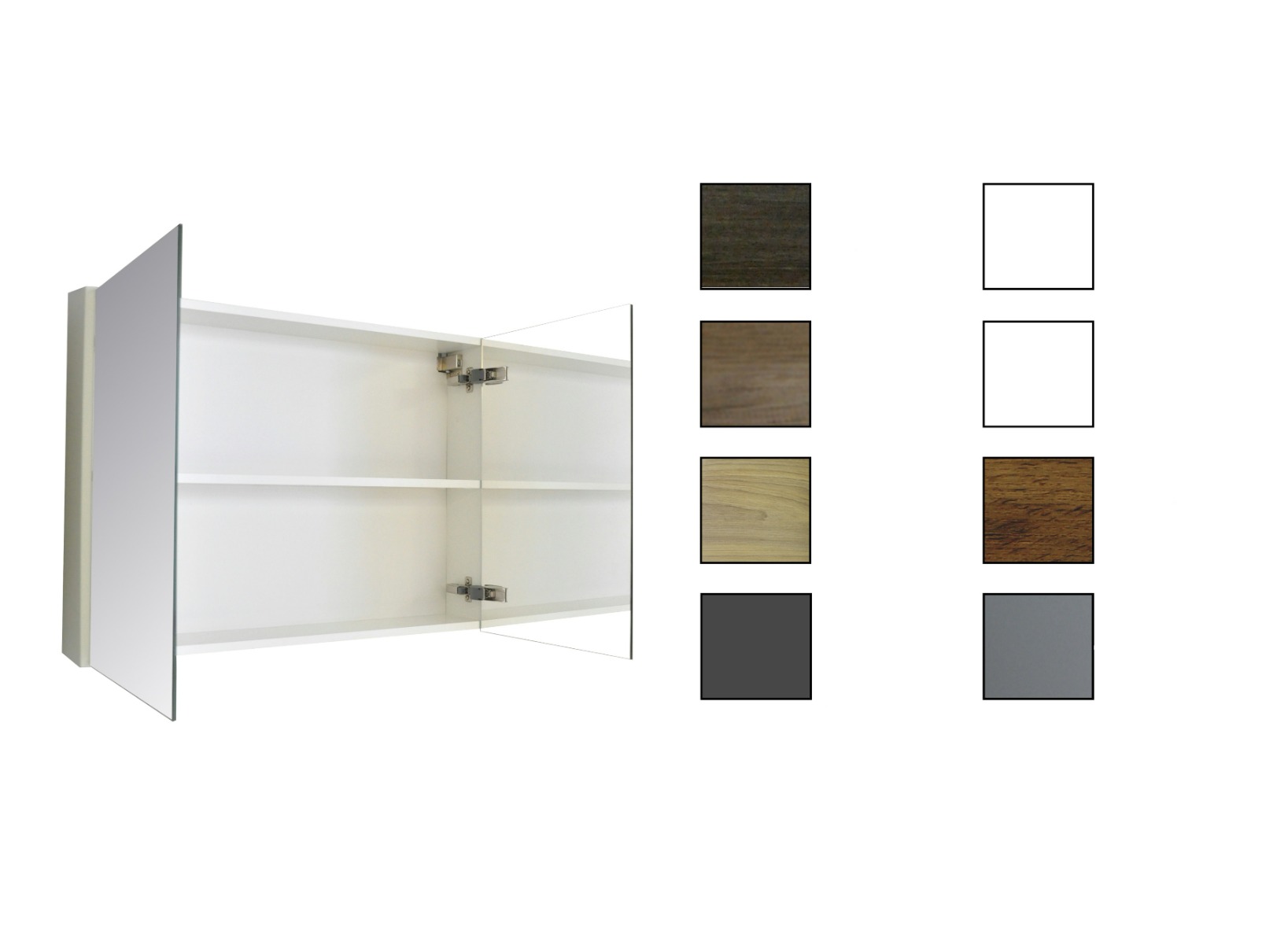 Sanicare Spiegelkast Qlassics Ambiance 120 cm. 2 dubbelzijdige spiegeldeuren grey-wood