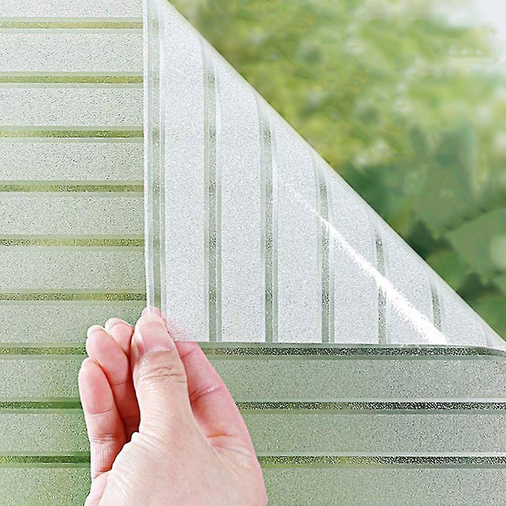 (45x200cm) Matte Deko Fensterfolie Statische Sichtschutz Folie Blickdicht (Anti-UV) - Grobes Streifenmuster