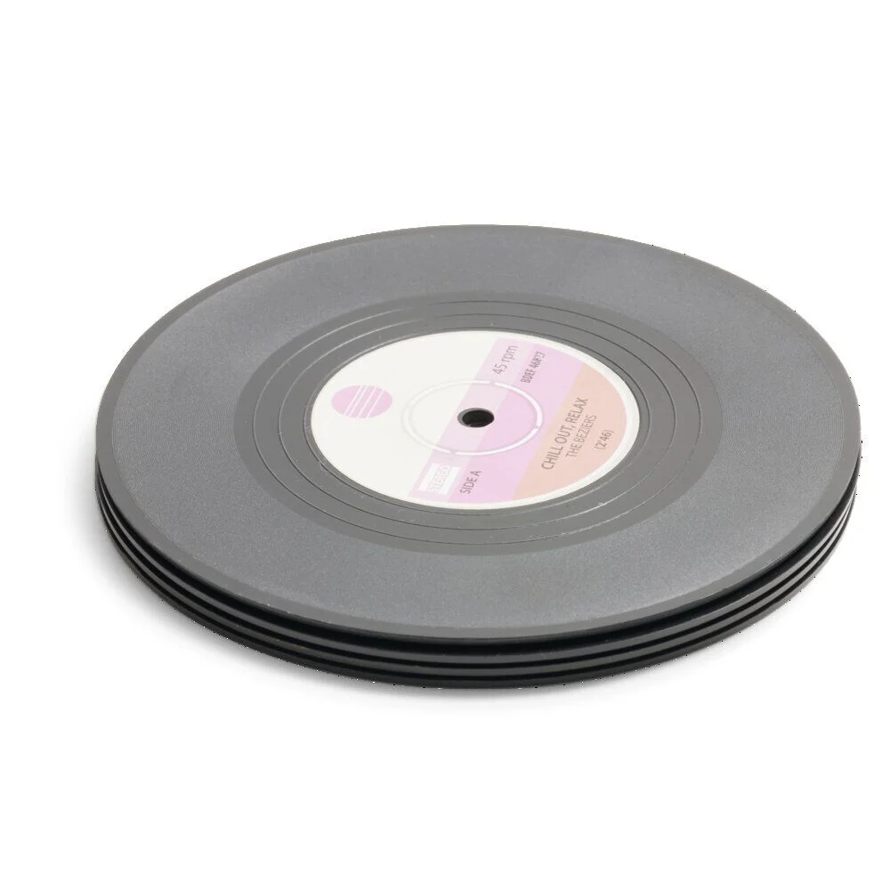 Dessous de verre forme vinyle Ø10,5cm 4 pièces