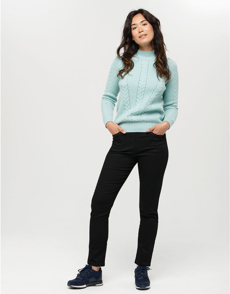 Pull vert d'eau torsades