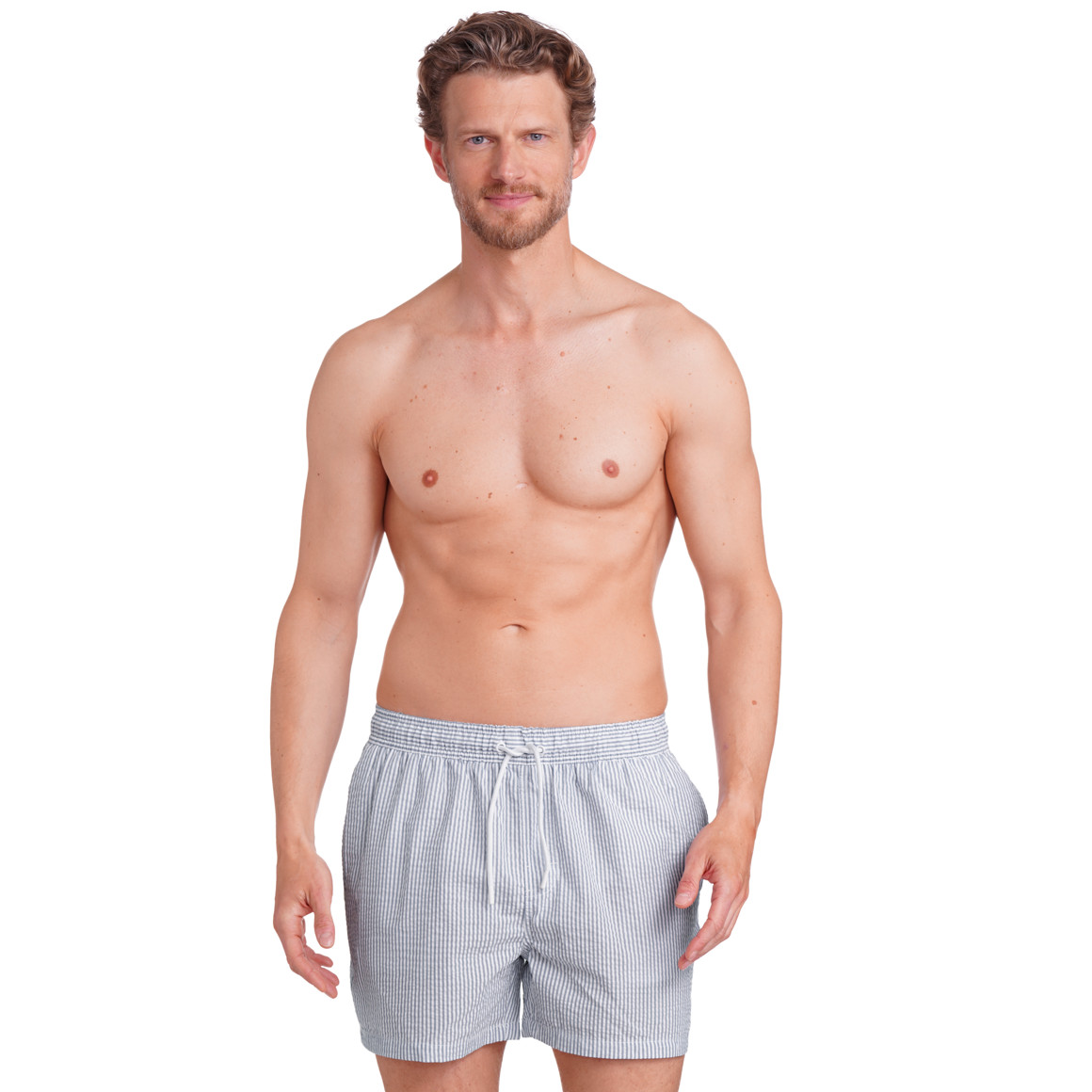 VanVaan Herren Badeshorts aus Seersucker-Gewebe blau