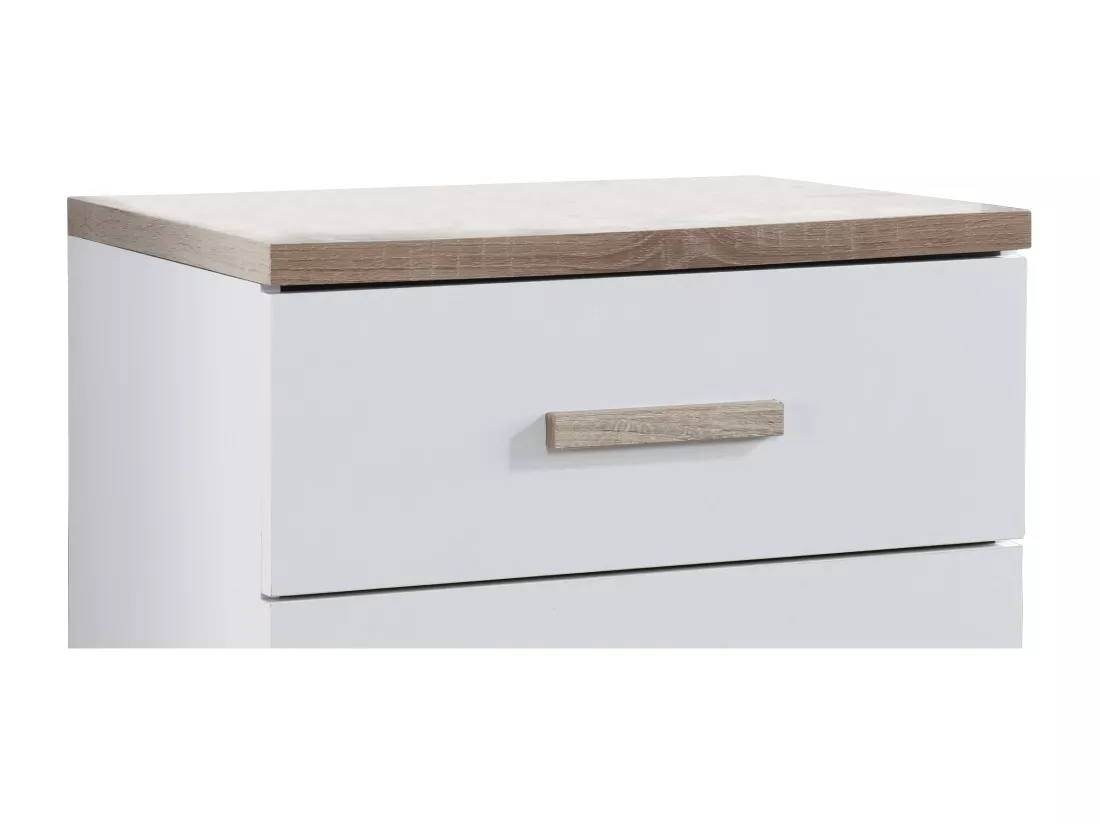 Table de chevet avec 2 tiroirs - Blanc et naturel - SKAIDO