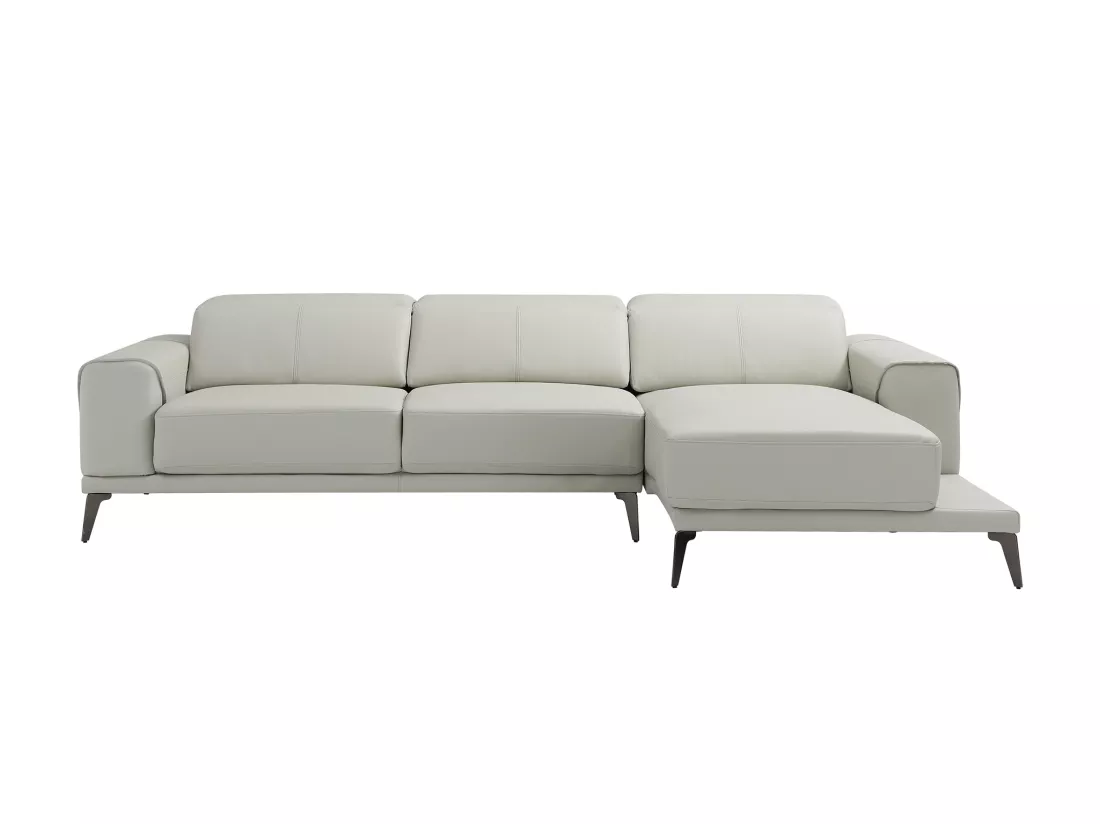 Canapé d'angle droit en cuir de buffle beige ANDOR