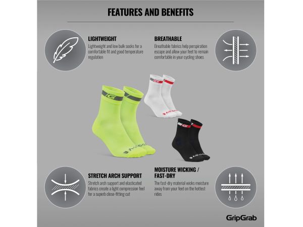 GripGrab Tricolore Summer Cykelstrømper, 3-Pack