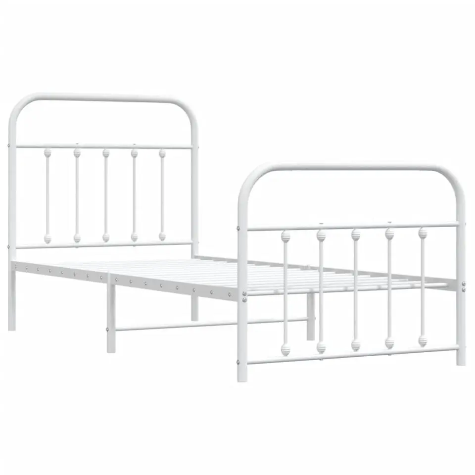 vidaXL - Bed frame met hoofd- en voeteneinde - Wit - Metaal - 90x190 cm