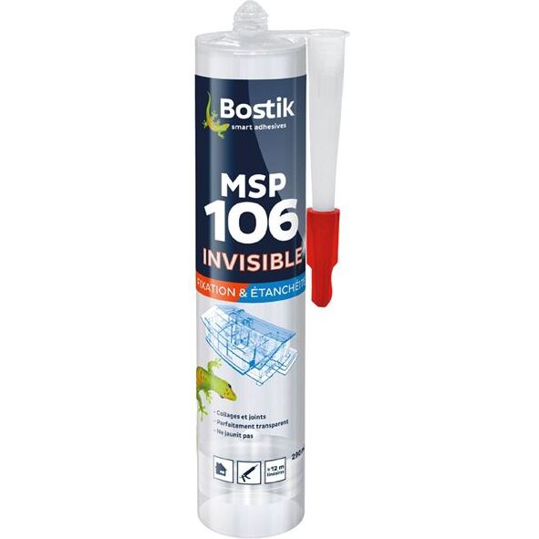 Mastic colle Fixation & Étanchéité MS 106 Bostik - Cartouche de 290 ml, transparent