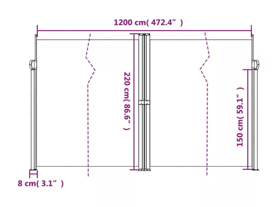 Auvent latéral rétractable beige 220x1200 cm