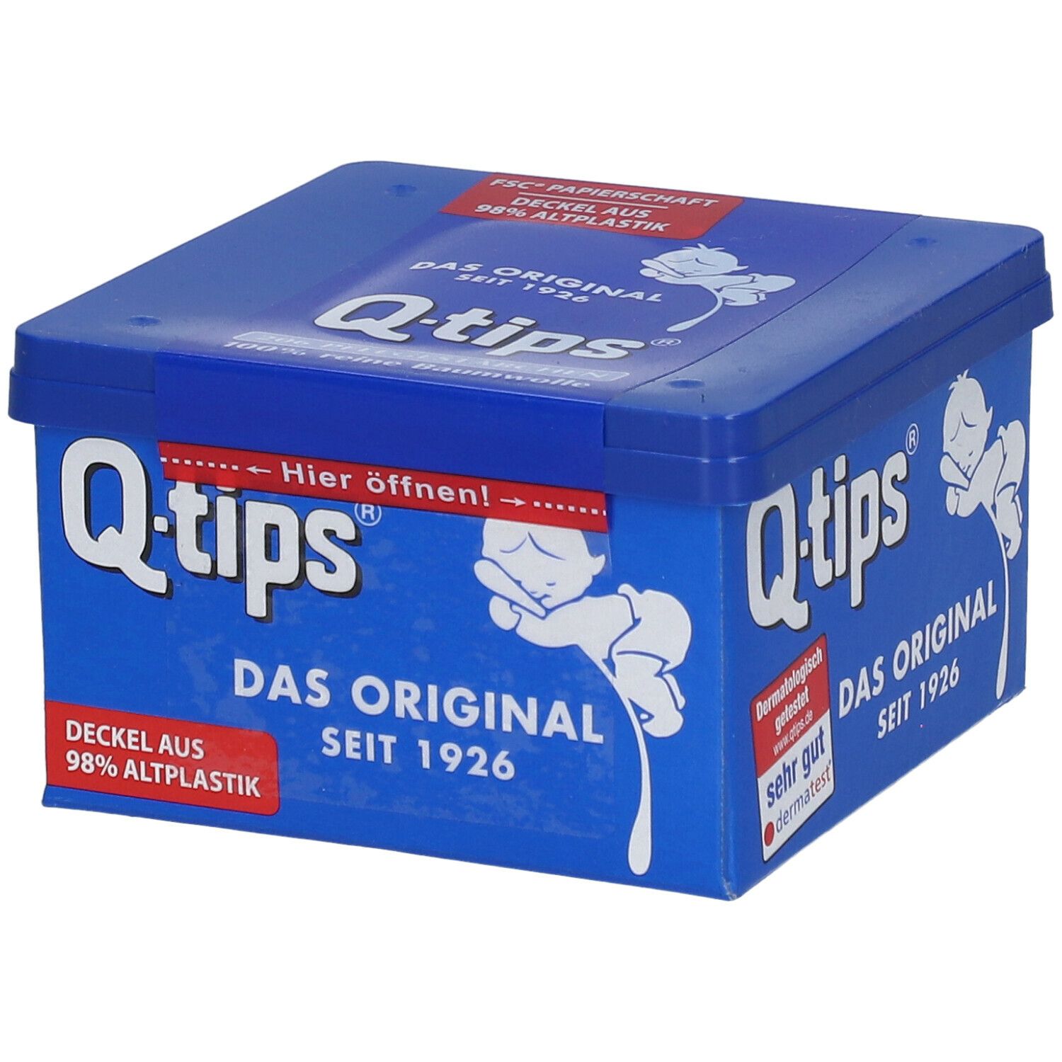 Q-tips® Wattestäbchen, Würfelbox