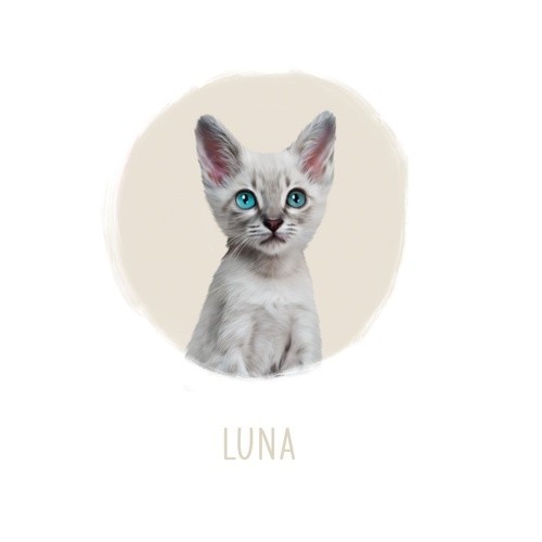 Mascochula Luna, um retrato digital realista do seu animal de estimação bege.