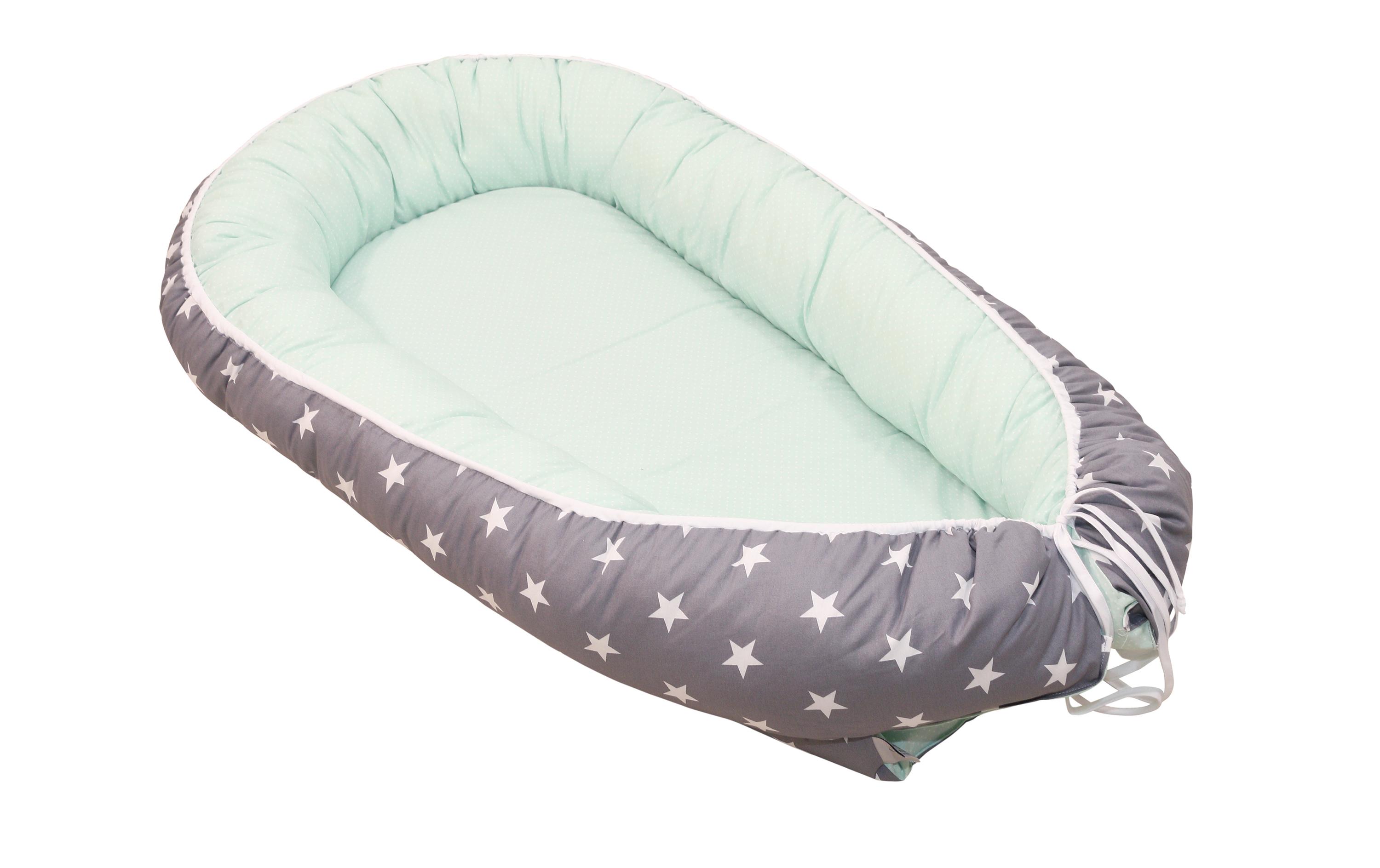 Babynest Sterne Mint/GrauBabynest mit Sternen, mint