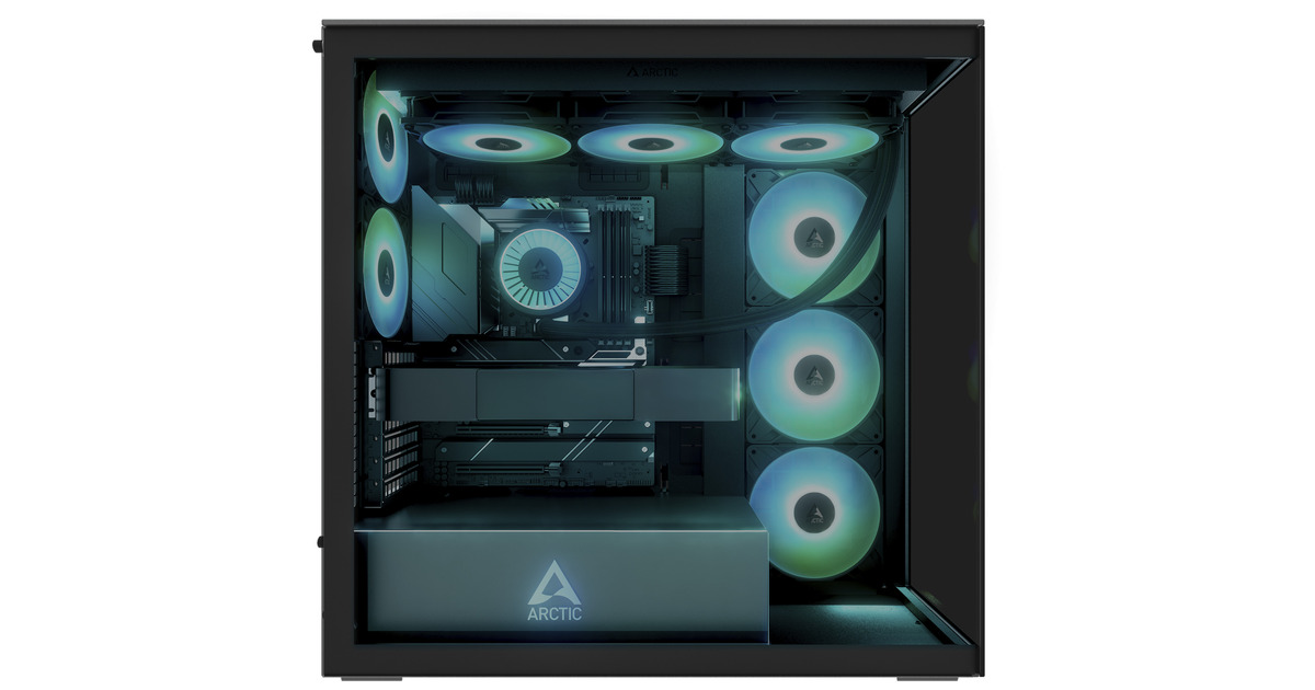 ARCTICXtender midi tower behuizing  (Zwart (mat) | 2x USB-A | 1x USB-C | RGB | Tempered Glass)