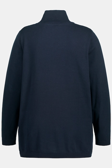 Pullover, Saumschlitz, Stehkragen, Langarm, Biobaumwolle