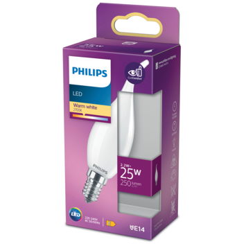 Philips LED kaars benttip E14 25W mat niet dimbaar