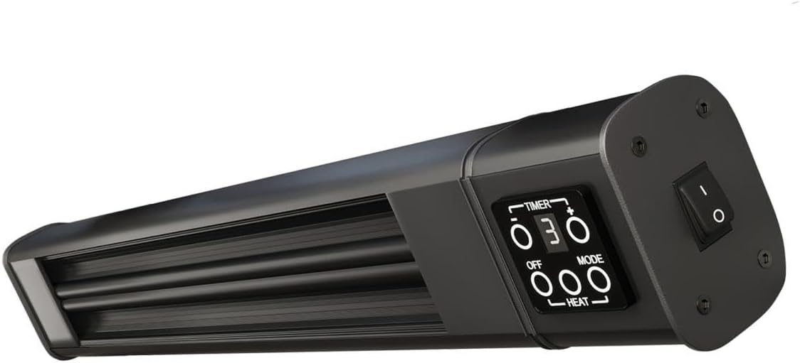 FERNANDO | Deckenheizstrahler | Schwarz | 2400W | 3 Heizstufen | IP65 | Fernbedienung | Infrarotstrahler| Terrassenheizstrahler | Timer | Innen – Außen