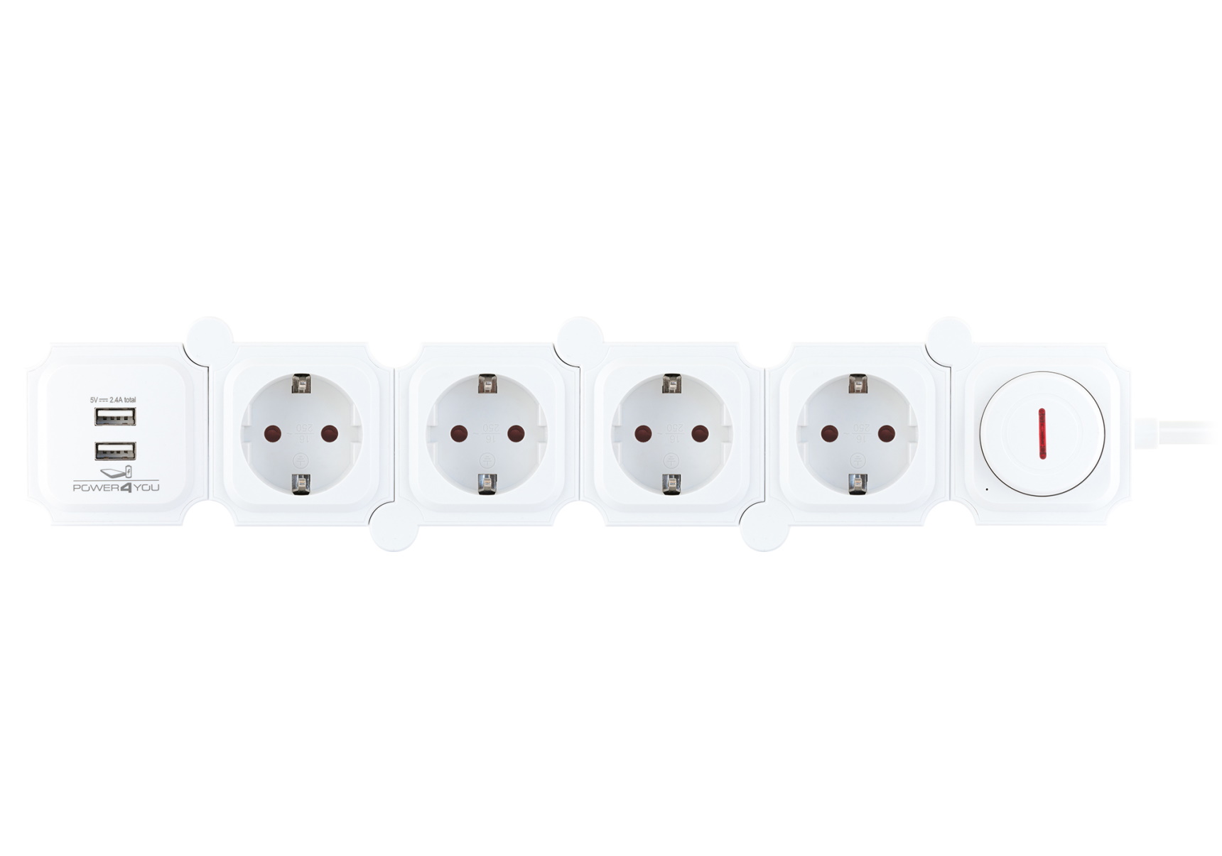 Schwaiger witte stekkerdoos met USB
