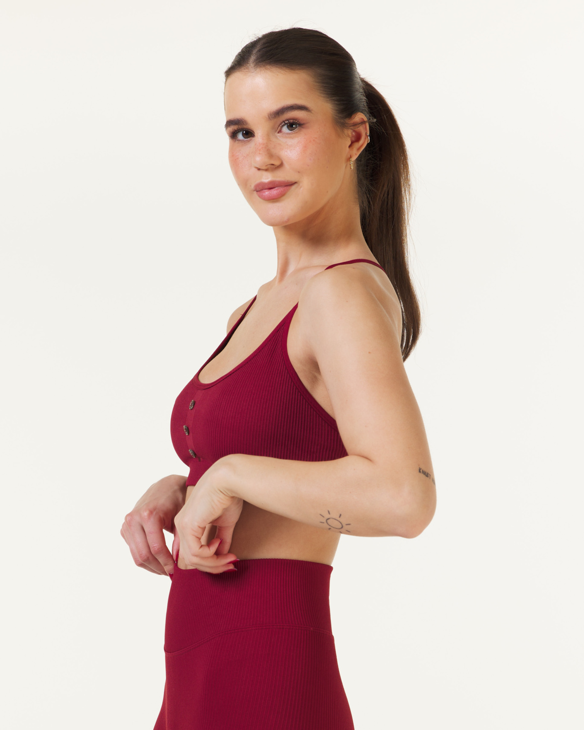 Bumpro Perfect Rib Button Bra Wine