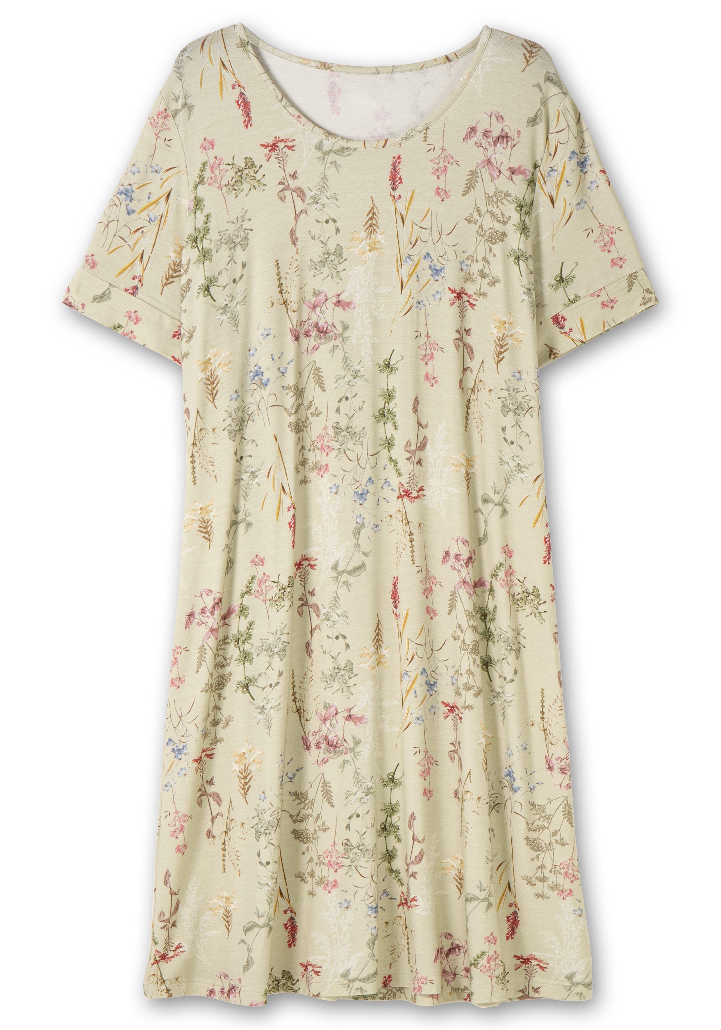 Knielanges Jerseykleid mit Blumenmuster