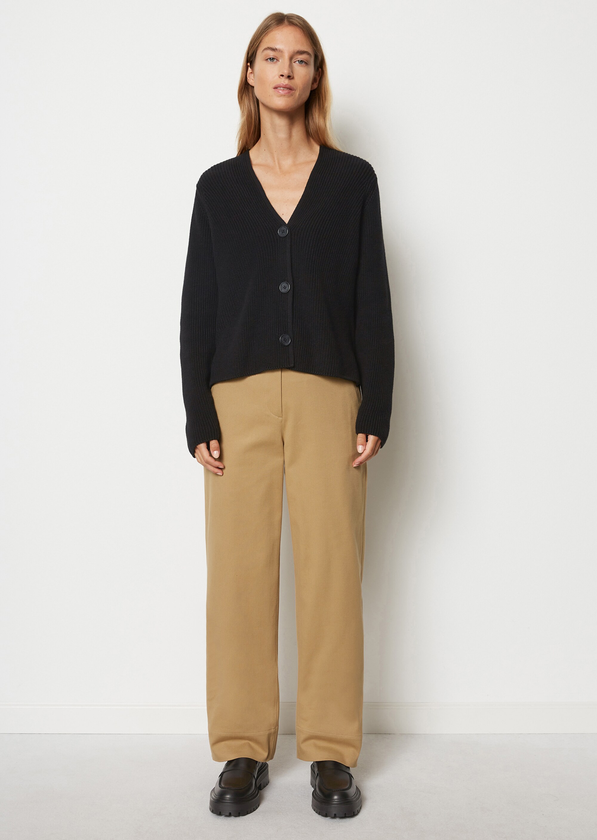 V-Neck-Cardigan relaxedaus Heavy-Weight-Organic-Cotton