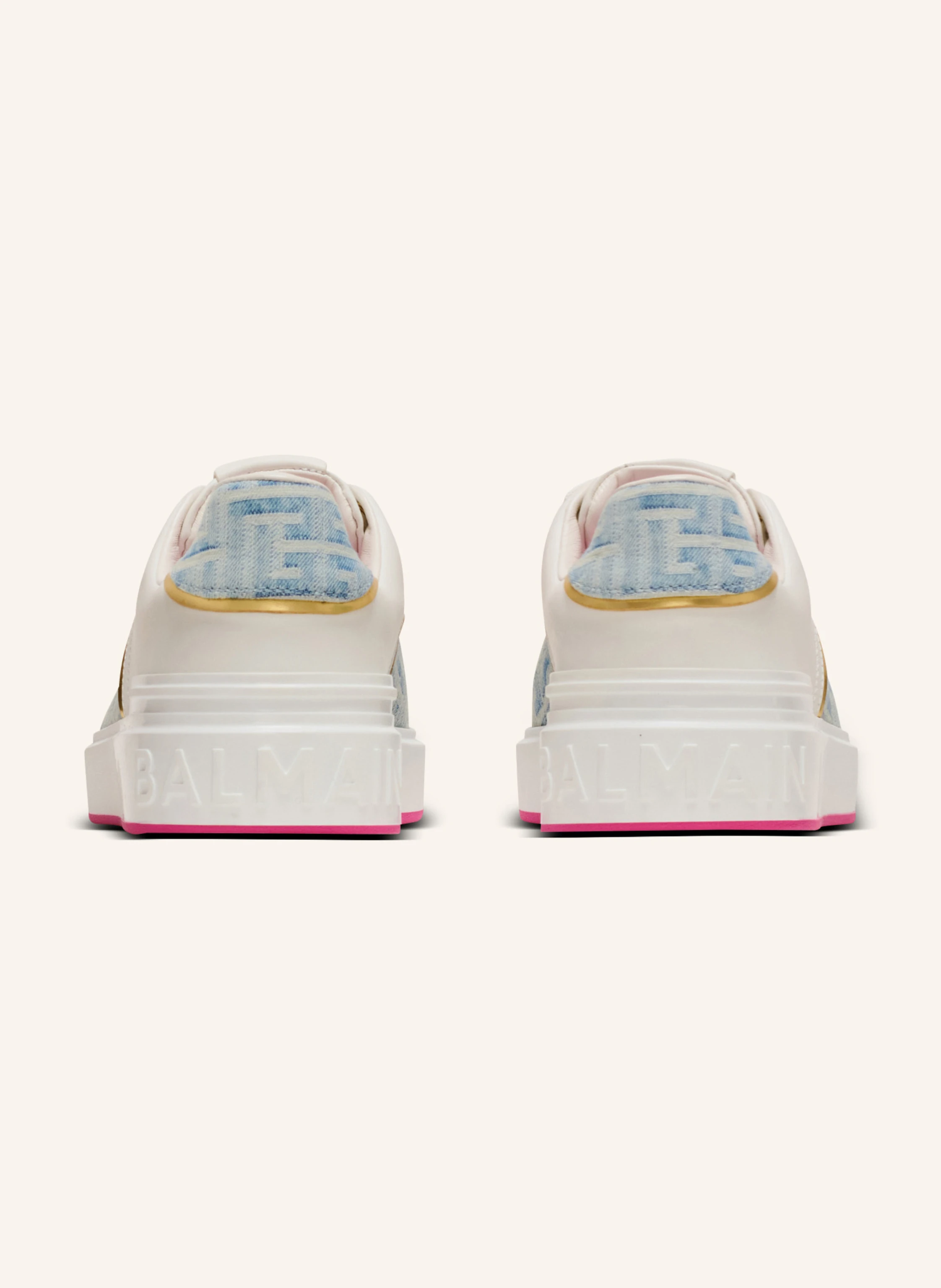 BALMAIN Sneakers B-Court aus Leder und Denim