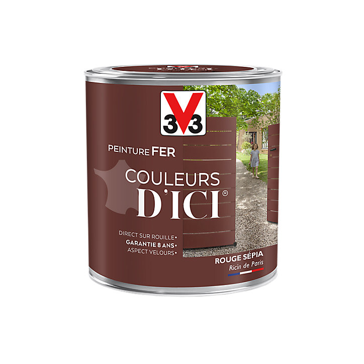 Peinture extérieure fer Couleurs d'ici rouge sépia Velours V33 0,5L