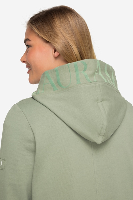 Sweatjacke, lang geschnitten, Kapuze, Taillen-Tunnelzug hinten, Langarm