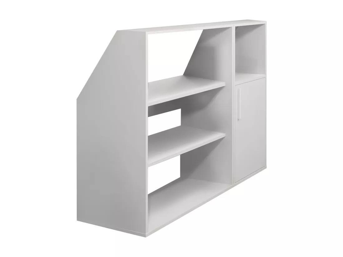 Meuble sous pente 1 porte, 2 étagères et 1 niche - Blanc - ADEZIO