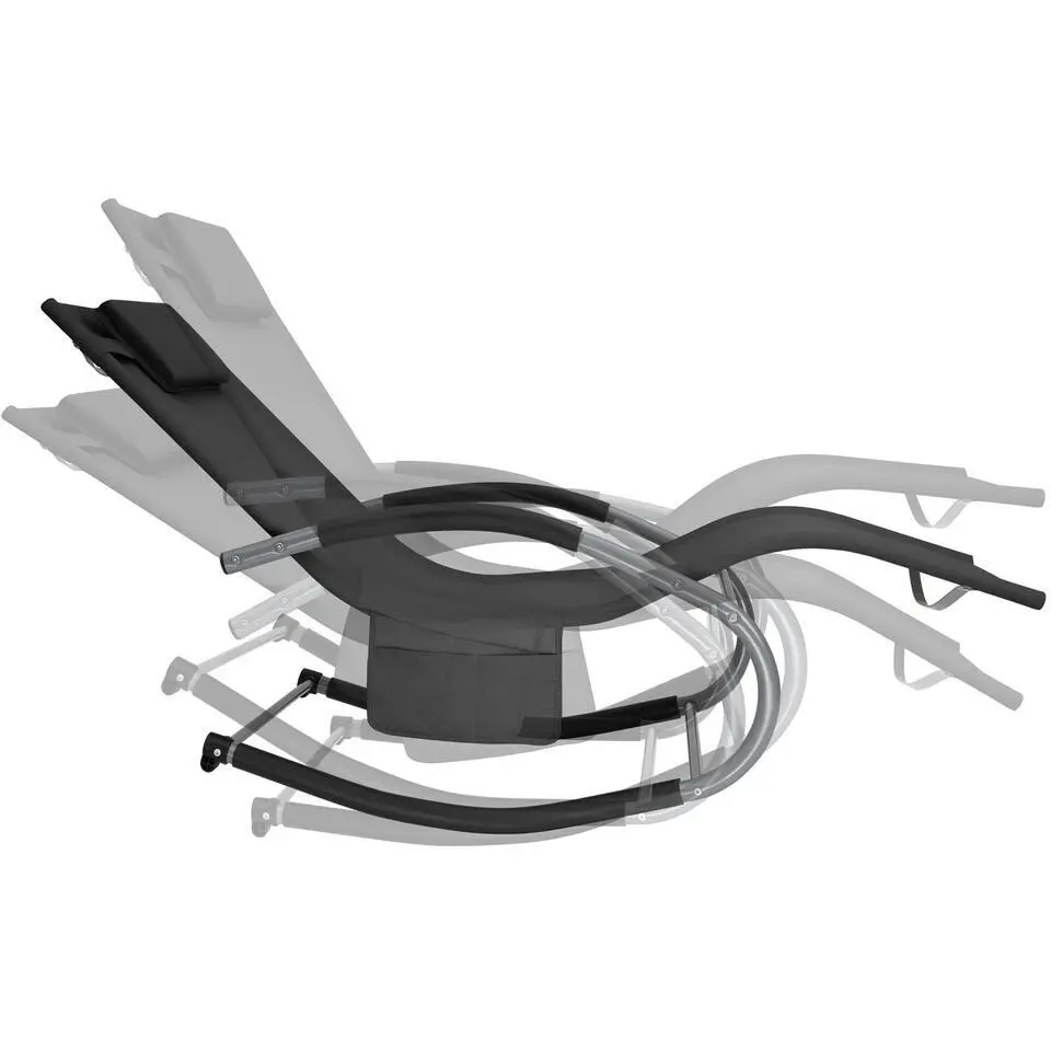 tectake Ligstoel Taya, ergonomisch, schommelfunctie, Zwart