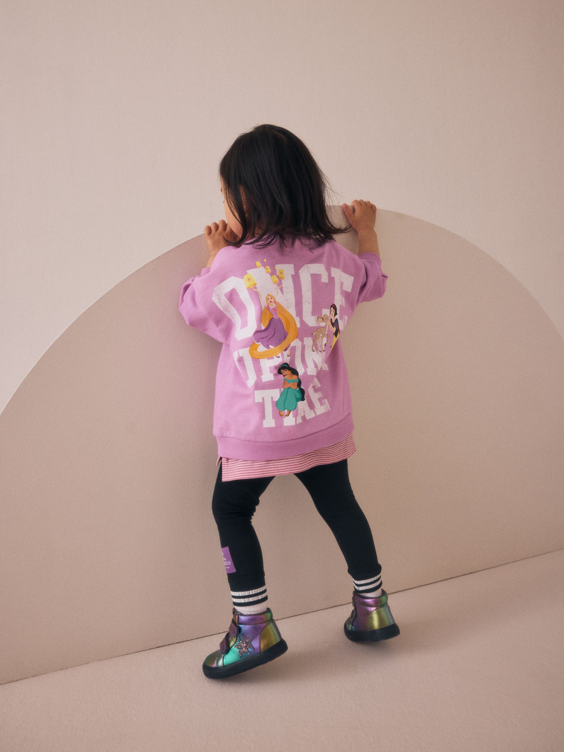 Paars - Set met Disney Princess top met lange mouwen in laagjeslook en legging (3mnd -7jr)
