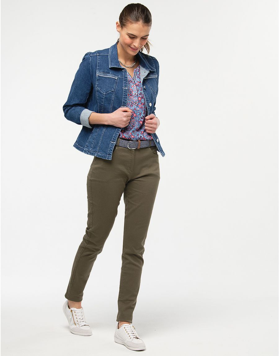 Jean slim vert kaki coton