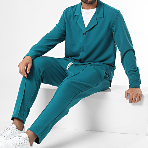 Ensemble Chemise Manches Longues Et Pantalon Bleu Canard