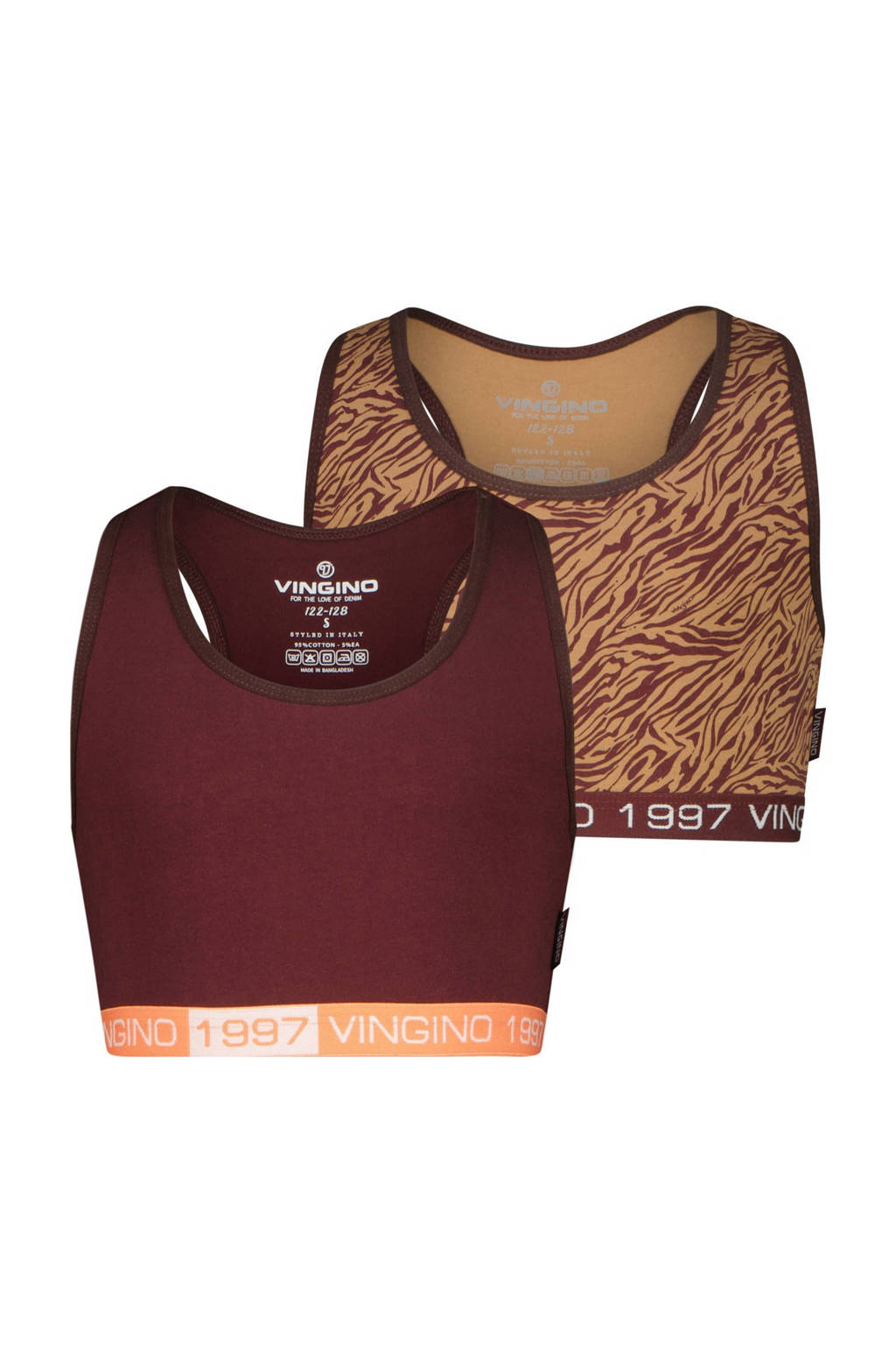 bh top - set van 2 Racer bruin/lichtbruin