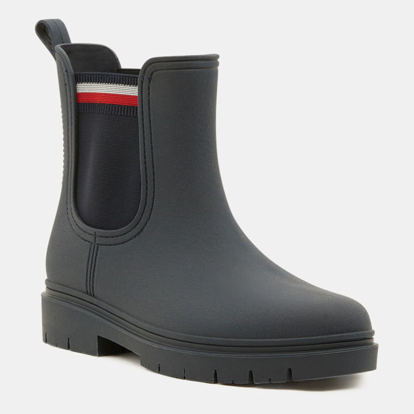 Tommy Hilfiger Chelsea boots de pluie en Caoutchouc détail tricolore bleu marine