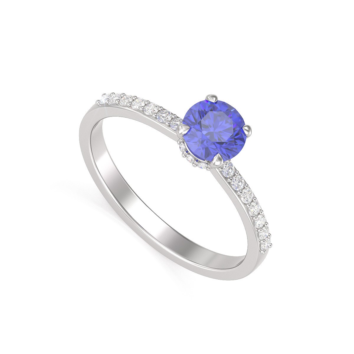 Bague Tanzanite et diamants sur Argent 925 2.4grs