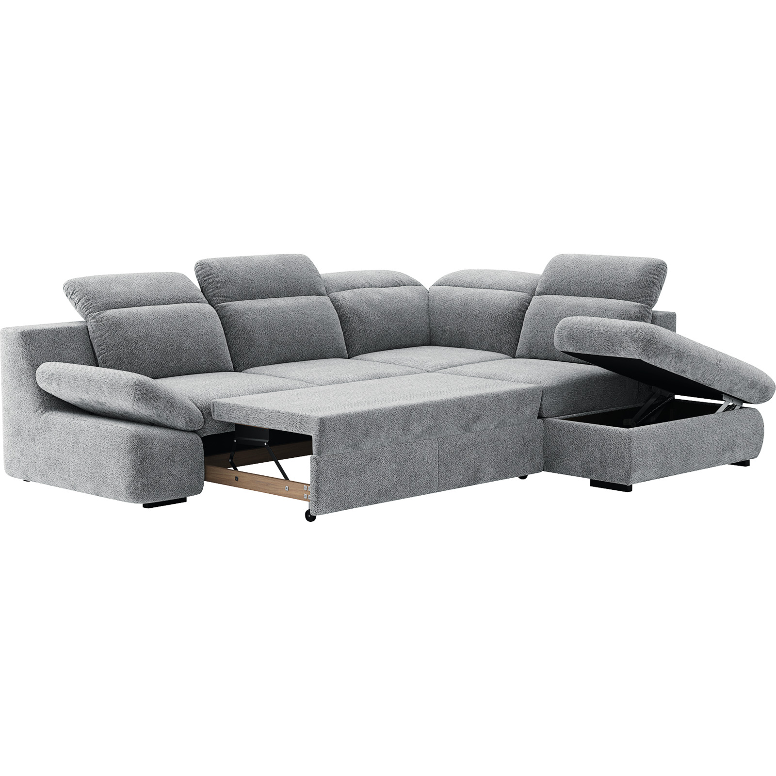 Ecksofa Lorena Stoff, Ottomane rechts