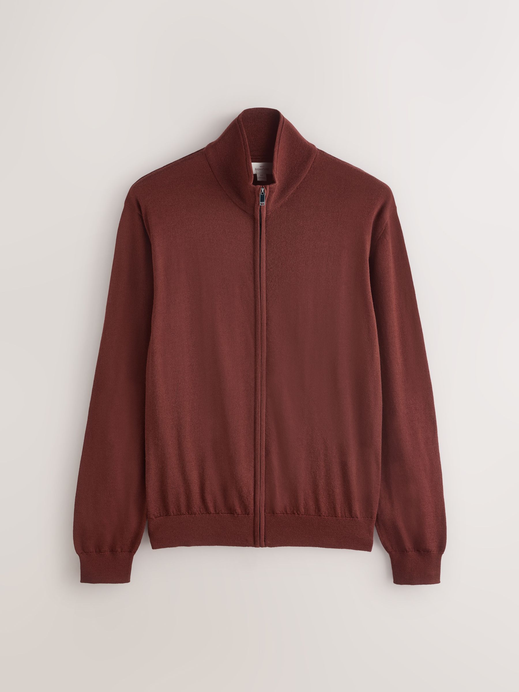Donkeroranje - Regular Fit Signature 100% Merino Wool Light Weight Zip-Through Cardigan