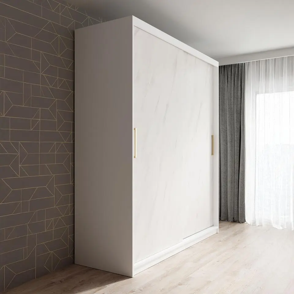 Meubella - Kledingkast Marmer - Wit - 180 cm
