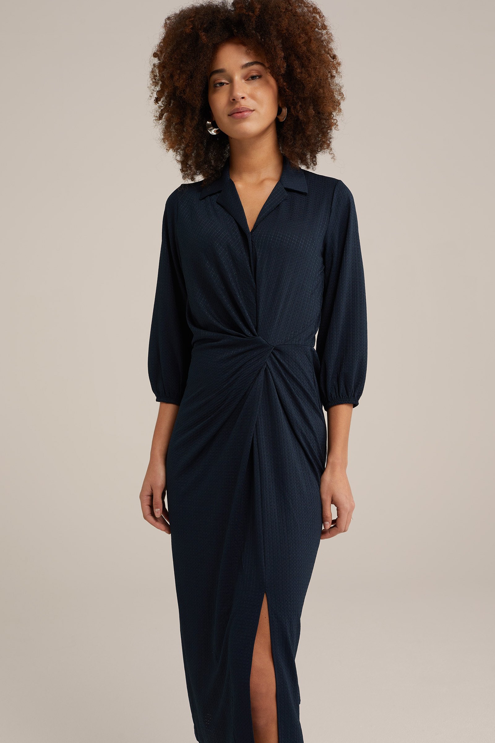 jurk met dessin WE Fashion Marineblauw