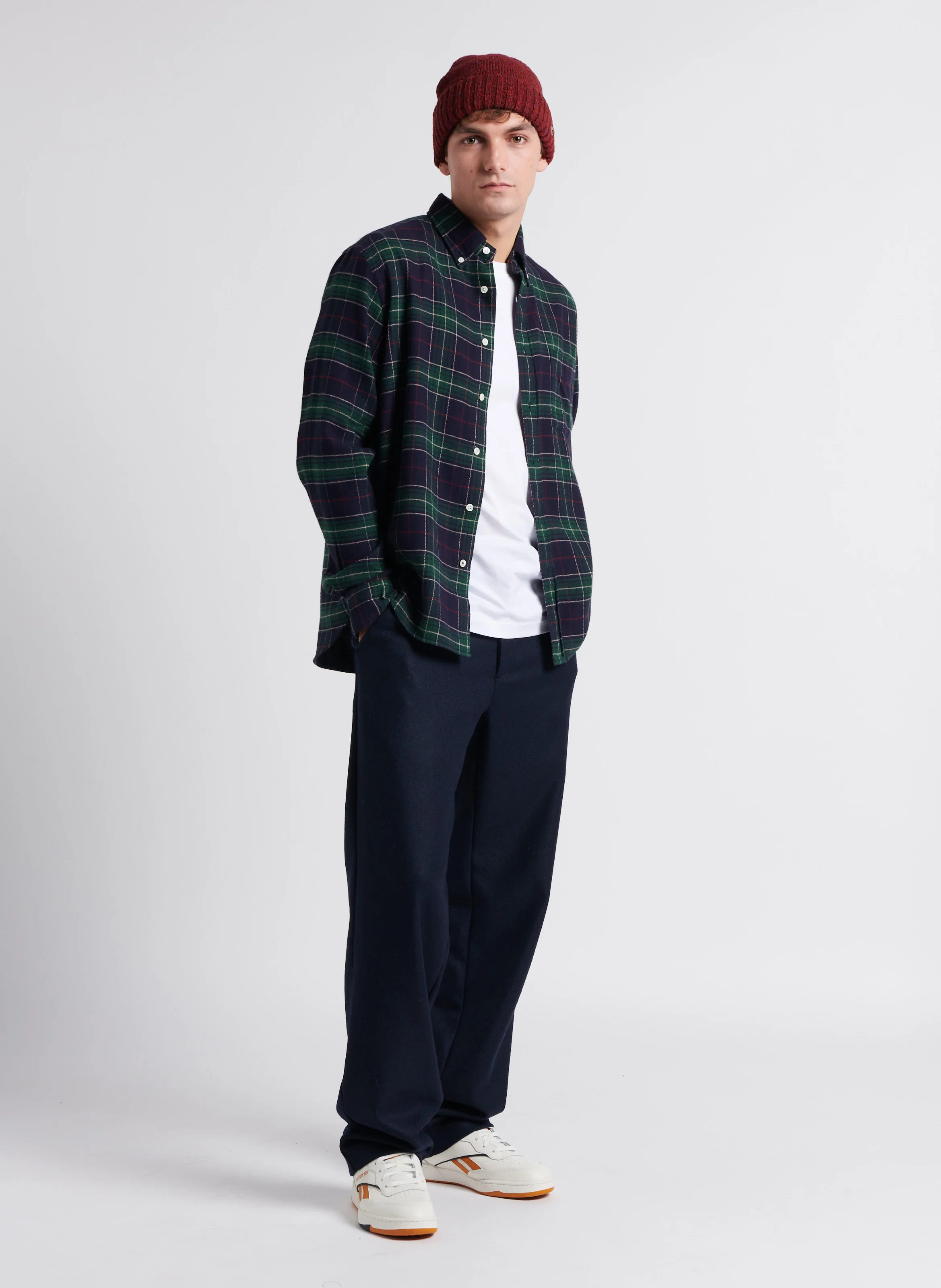 KYLE CHEVIOT - Pantalon droit en laine mélangée| Bleu