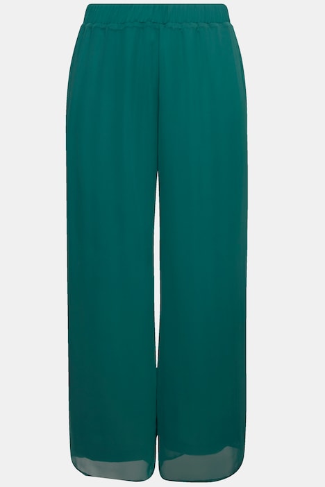 Chiffonhose, doppellagig, weites Bein, Elastikbund