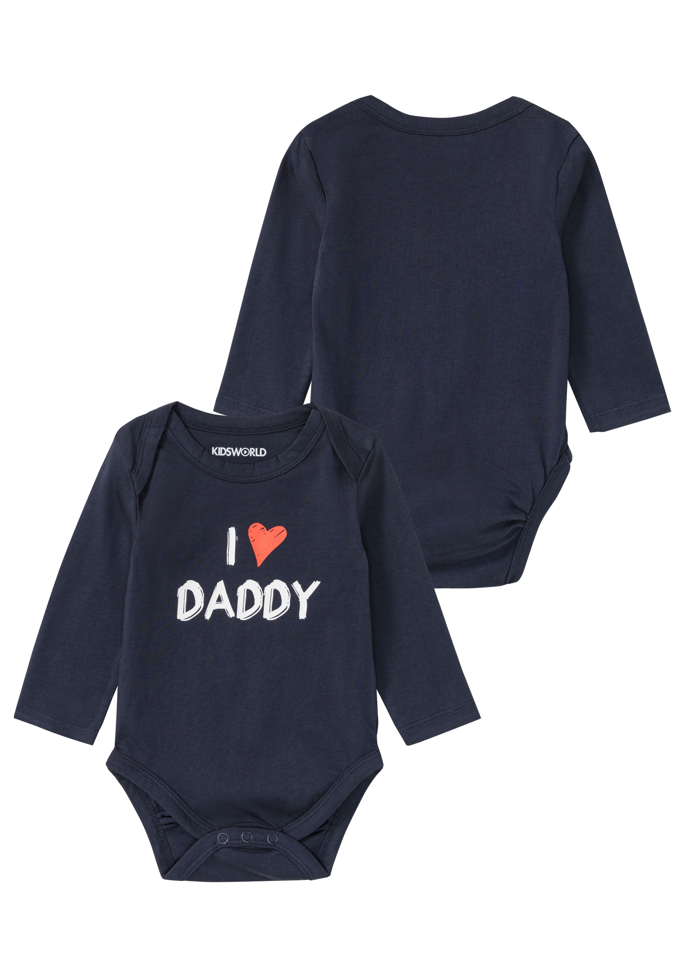 KIDSWORLD Langarmbody »2er Pack Baby-Body Sprüche, Mummy&Daddy«, 2 Stk. aus Bio-Baumwolle