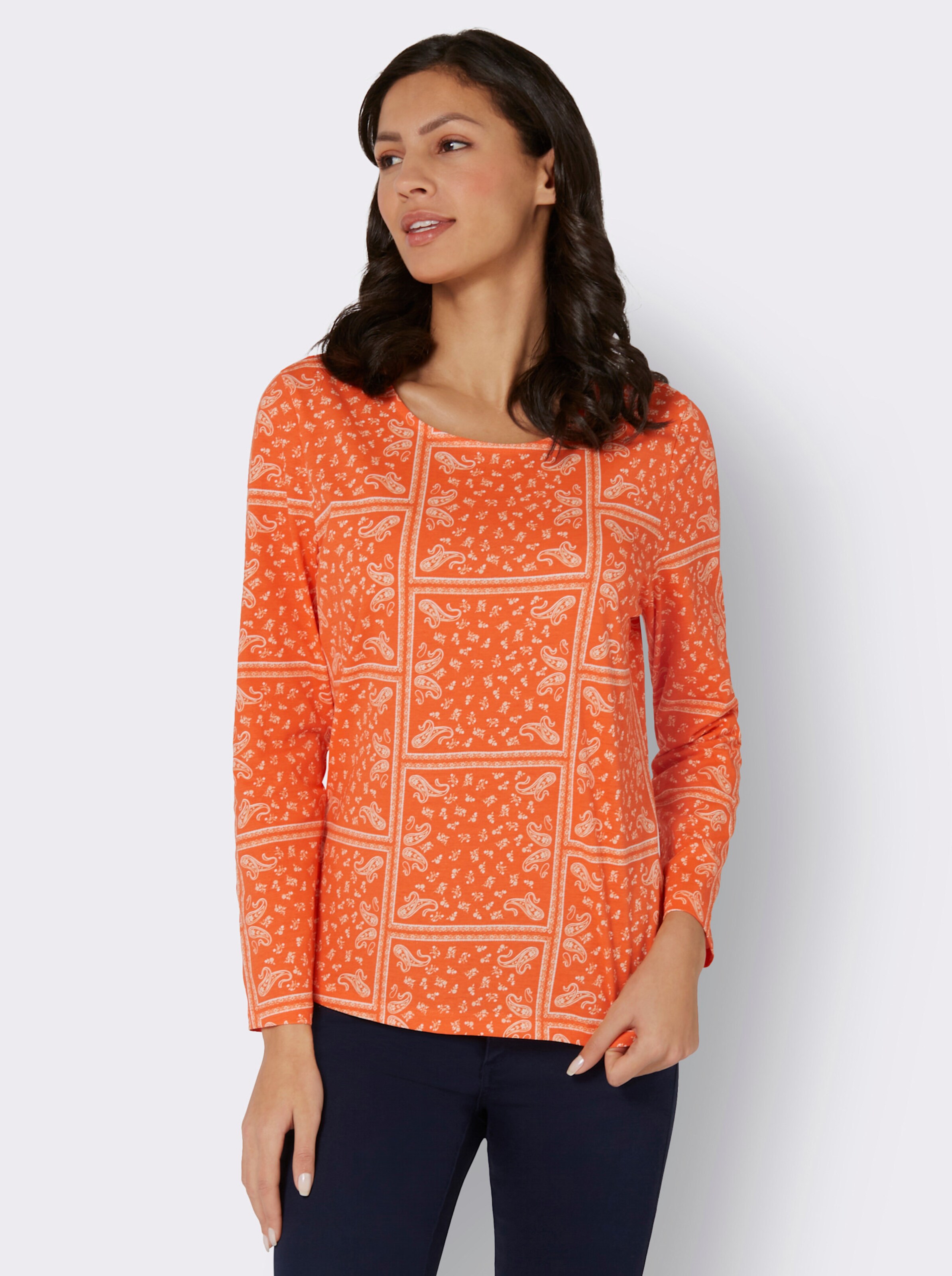 Rundhalsshirt mit Patchwork-Muster